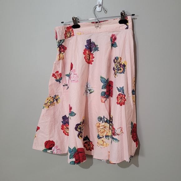 Vintage pink floral circle skirt retro handmade skirt - Picture 4 of 13